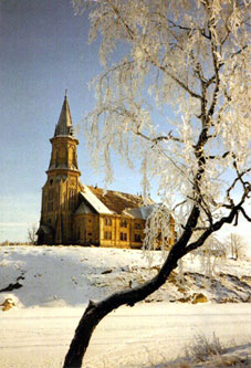 Лютеранская церковь в Куркиеки (сгорела в 1992 г.)